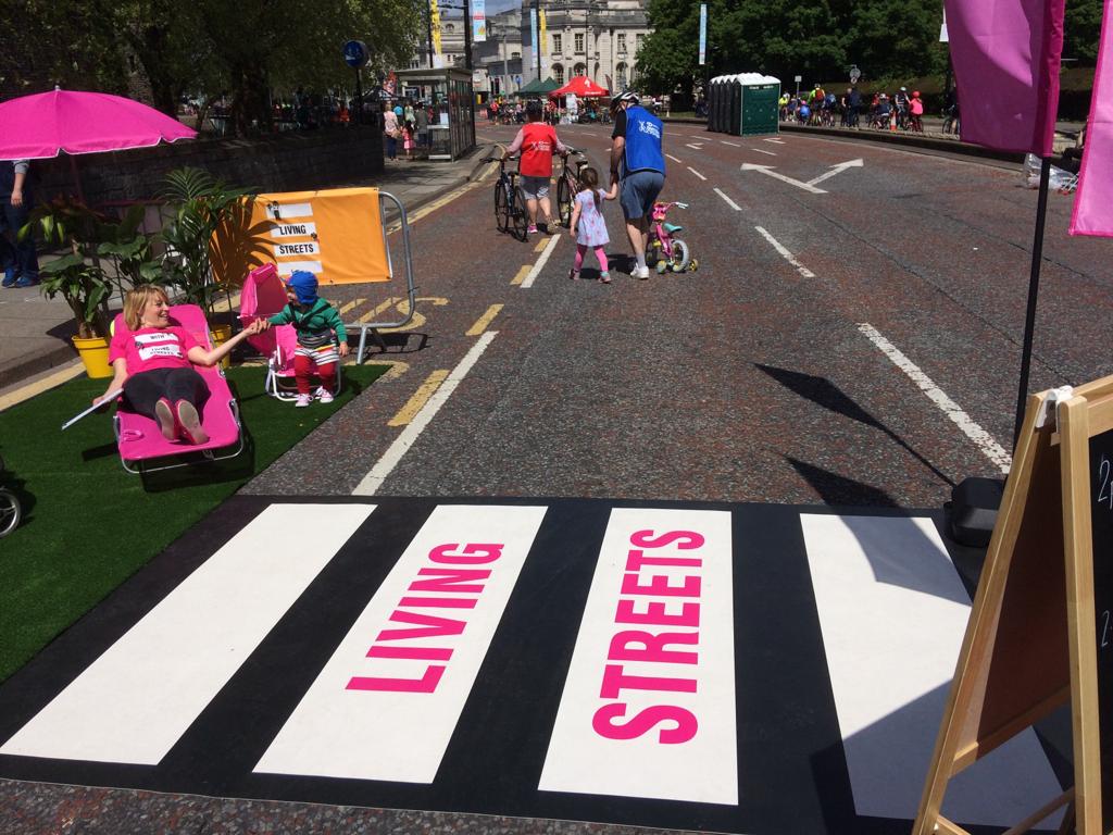 A car-free street in Cardiff