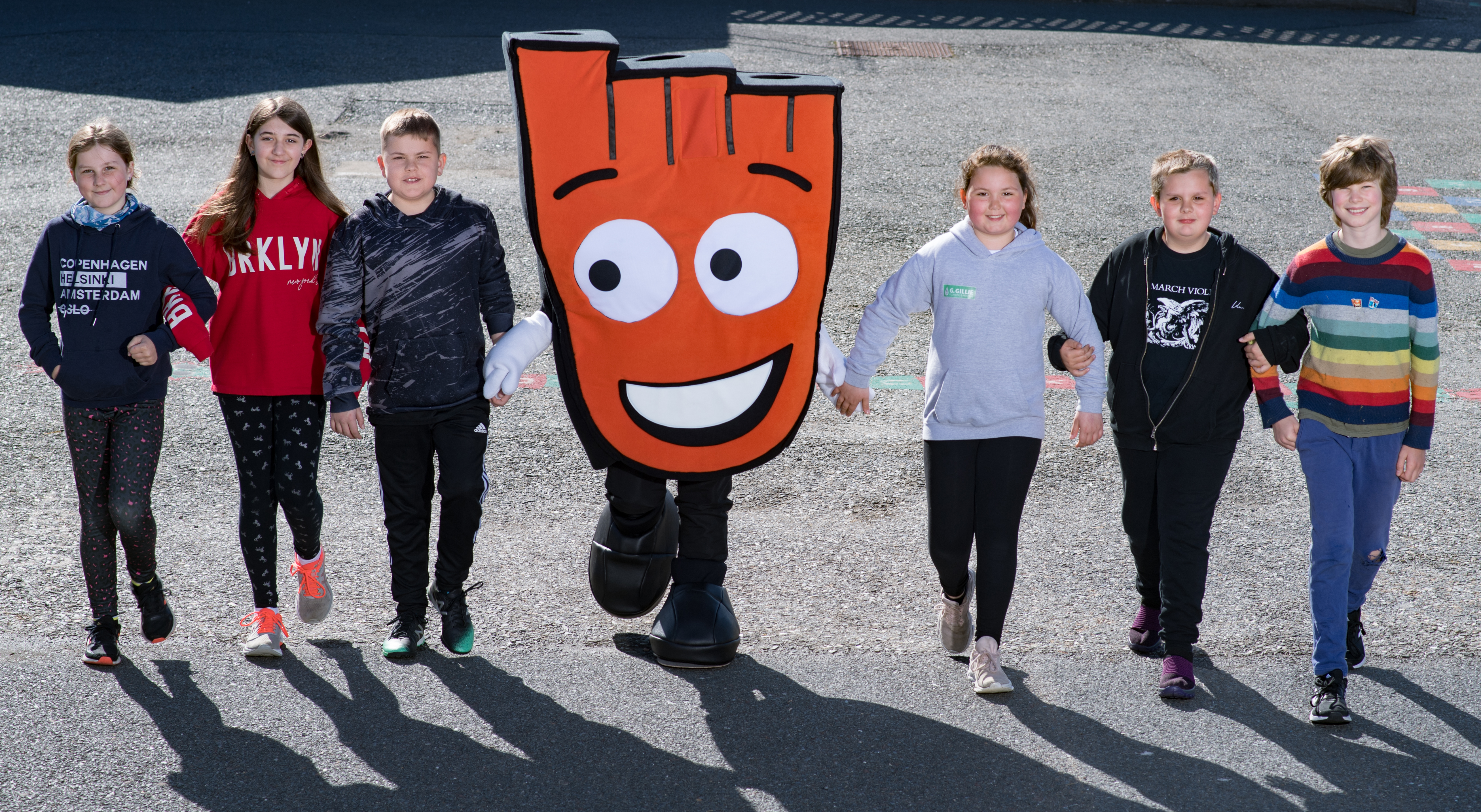 Pupils in Scotland walking to school with Strider